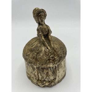 Crinoline Lady Trinket Vanity Box WB Weidlich Brothers Manufacturing Silverplate